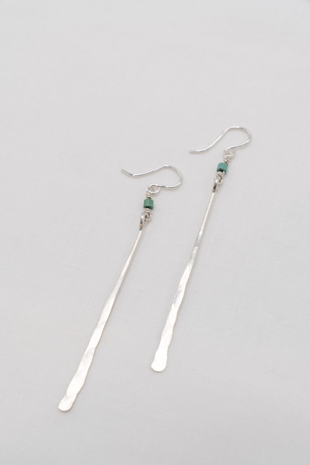 Hammered Bar Earrings with Turquoise Bead|263