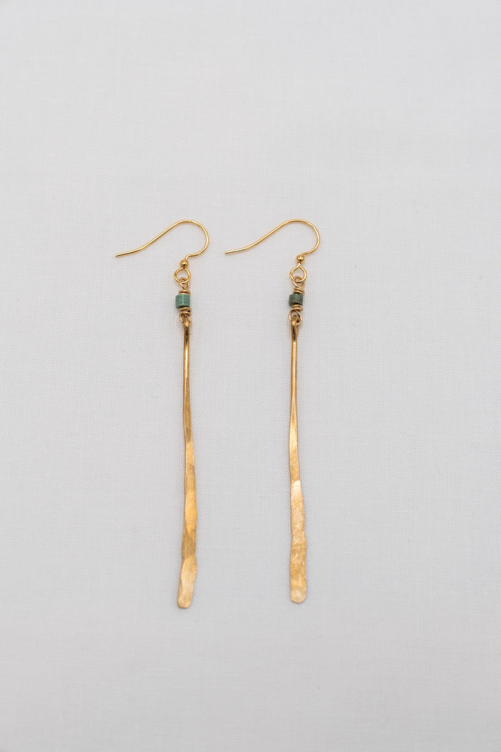 Hammered Bar Earrings with Turquoise Bead|265